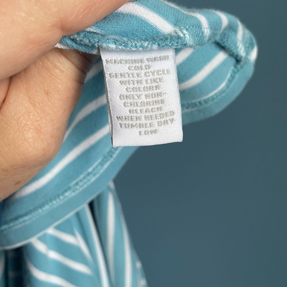 Charter Club Striped V-neck Top O-Ring Blue White Stretchy Size XL EUC - Picture 9 of 10